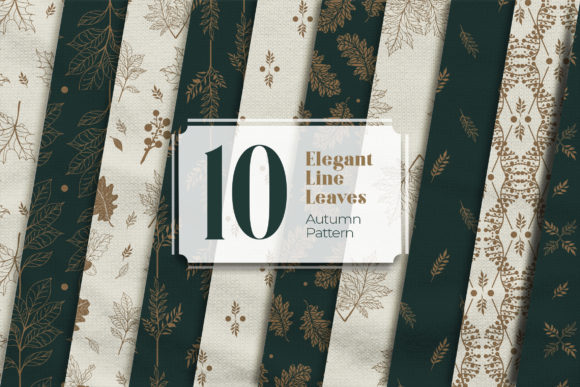 10 Elegant Line Leaves Autumn Pattern
