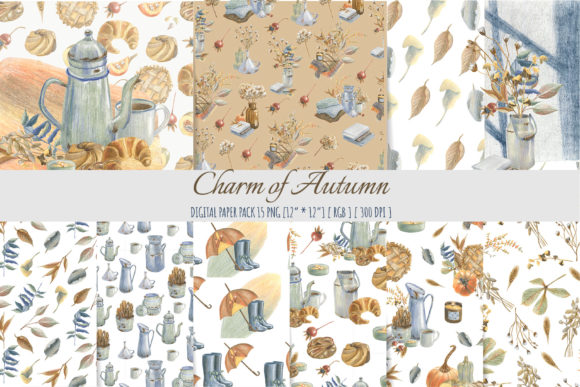 Autumn Floral: Versatile Digital Patterns for Creative and Commercial Use