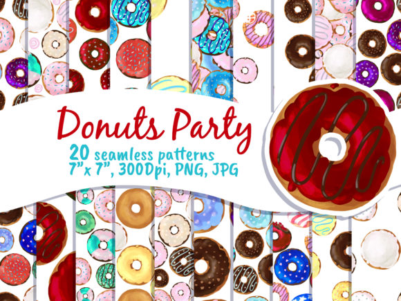 Donut Party Seamless Pattern