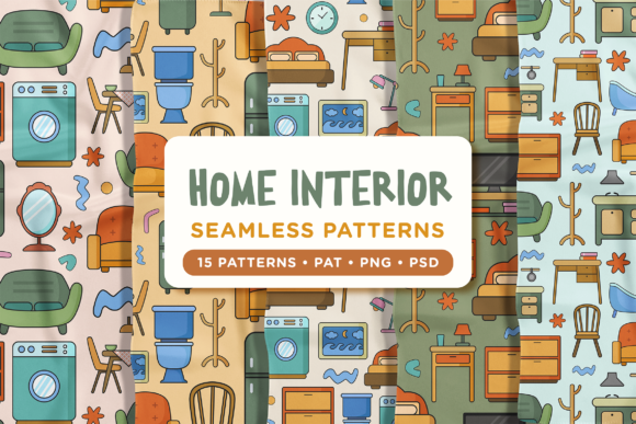 Home Interior Furniture Seamless Pattern: A Creative Resource for Designers and Content Creators