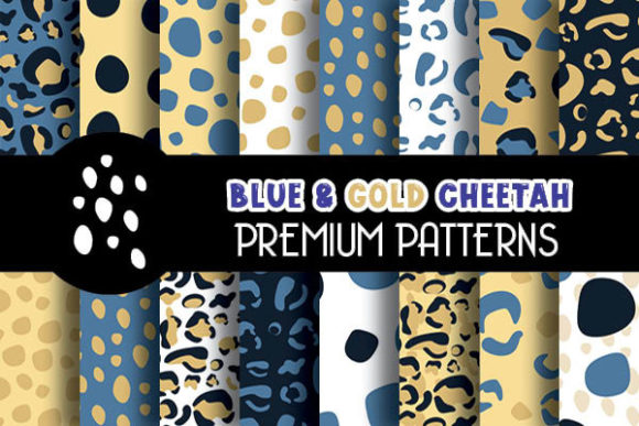 Navi Blue Gold Cheetah Digital Paper