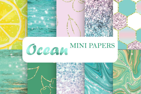 Ocean Glitter Marble Texture Background