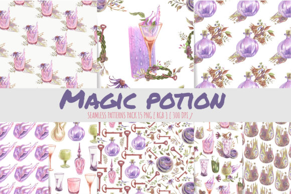 Potion Bottles Seamless Pattern