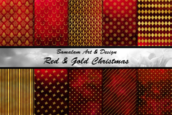 Red Gold Christmas Digital Papers