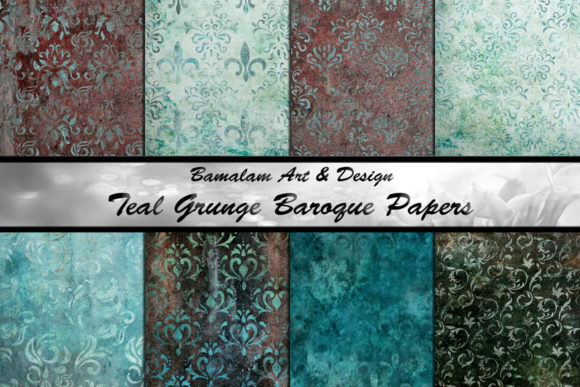 Teal Grunge Baroque Style
