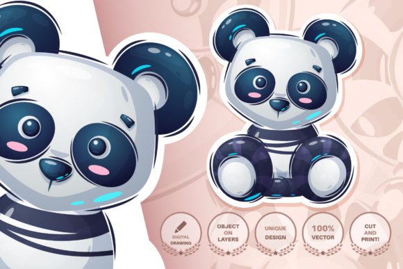 Teddy Panda - Cartoon Character Sticker: A Versatile Design Solution