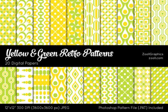 Yellow and Green Retro Digital Papers: A Nostalgic Touch for Creative Projects